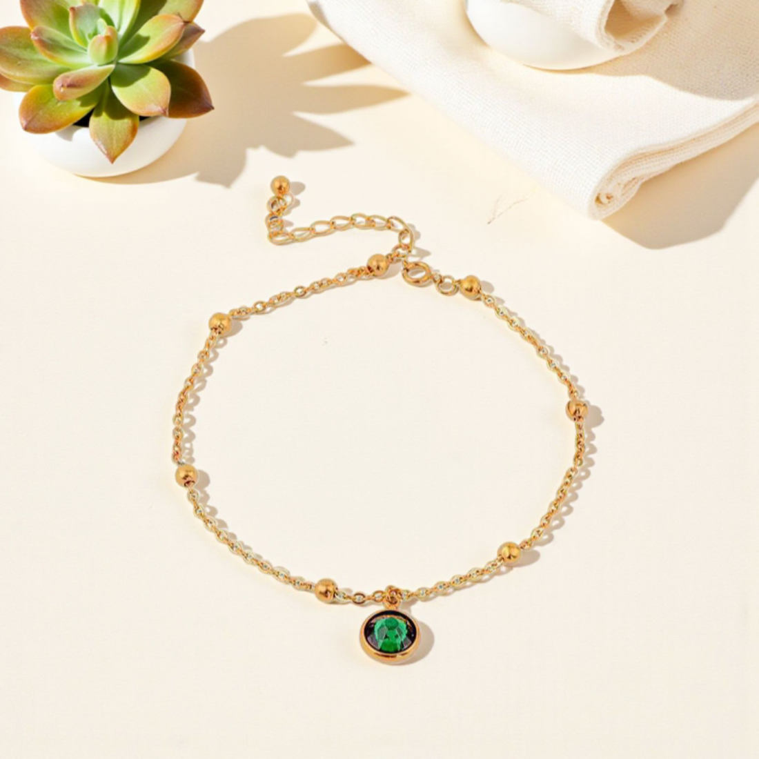 GREEN EMERALD ANKLET