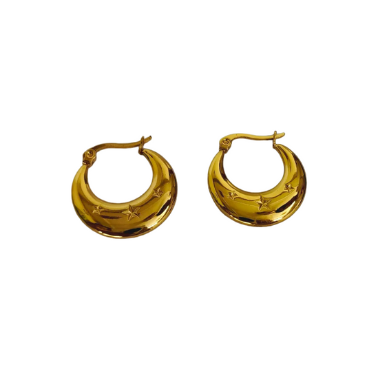 18K STAR HOOP EARRINGS