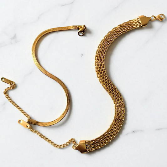 SNAKE CHAIN & MESH BRACELET