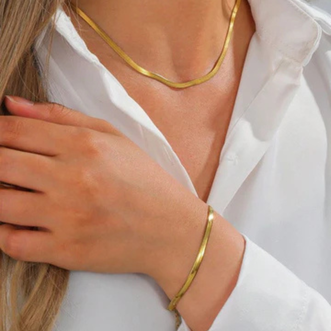SNAKE CHAIN NECKLACE & BRACELET SET