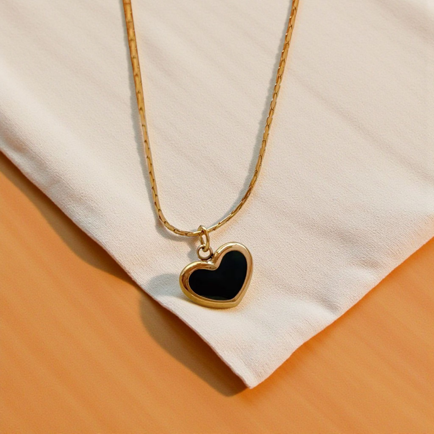Minimal Black Heart Necklace