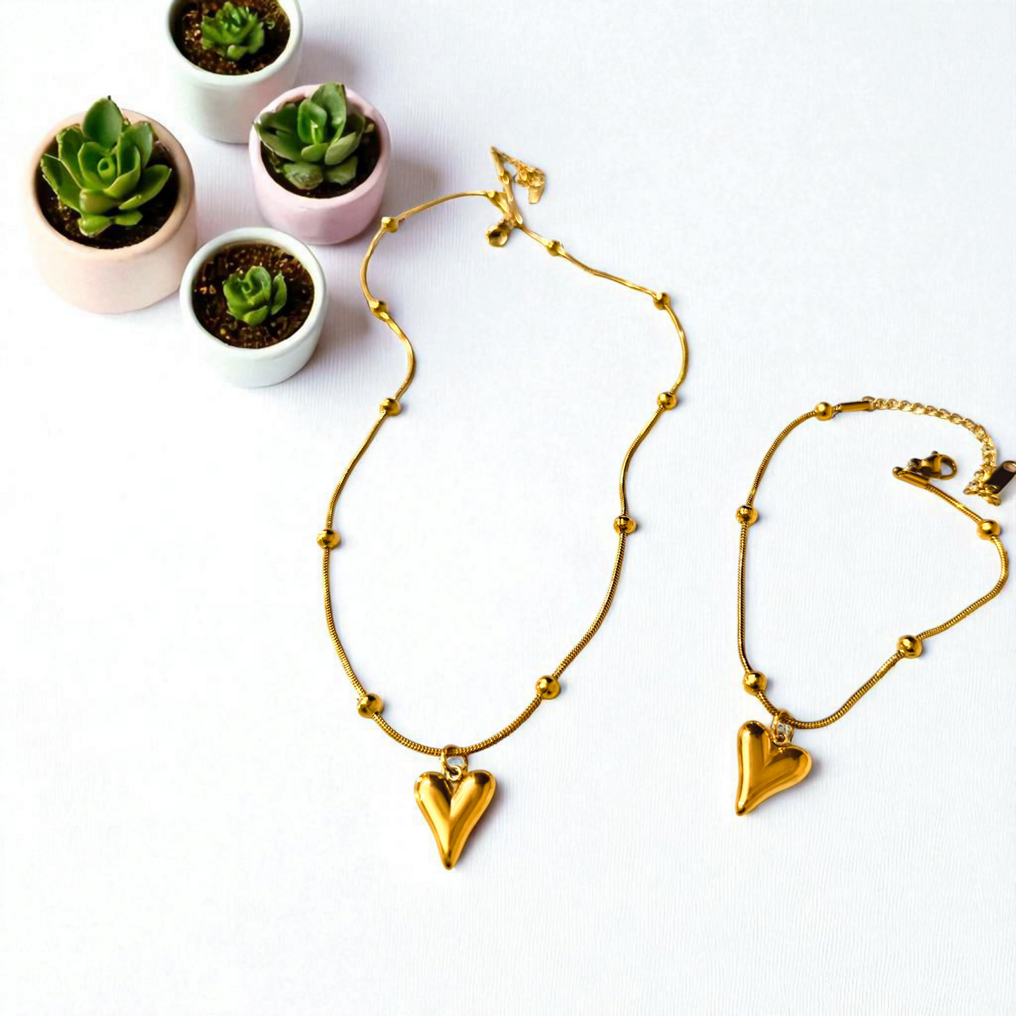Heart Necklace, Heart Bracelet