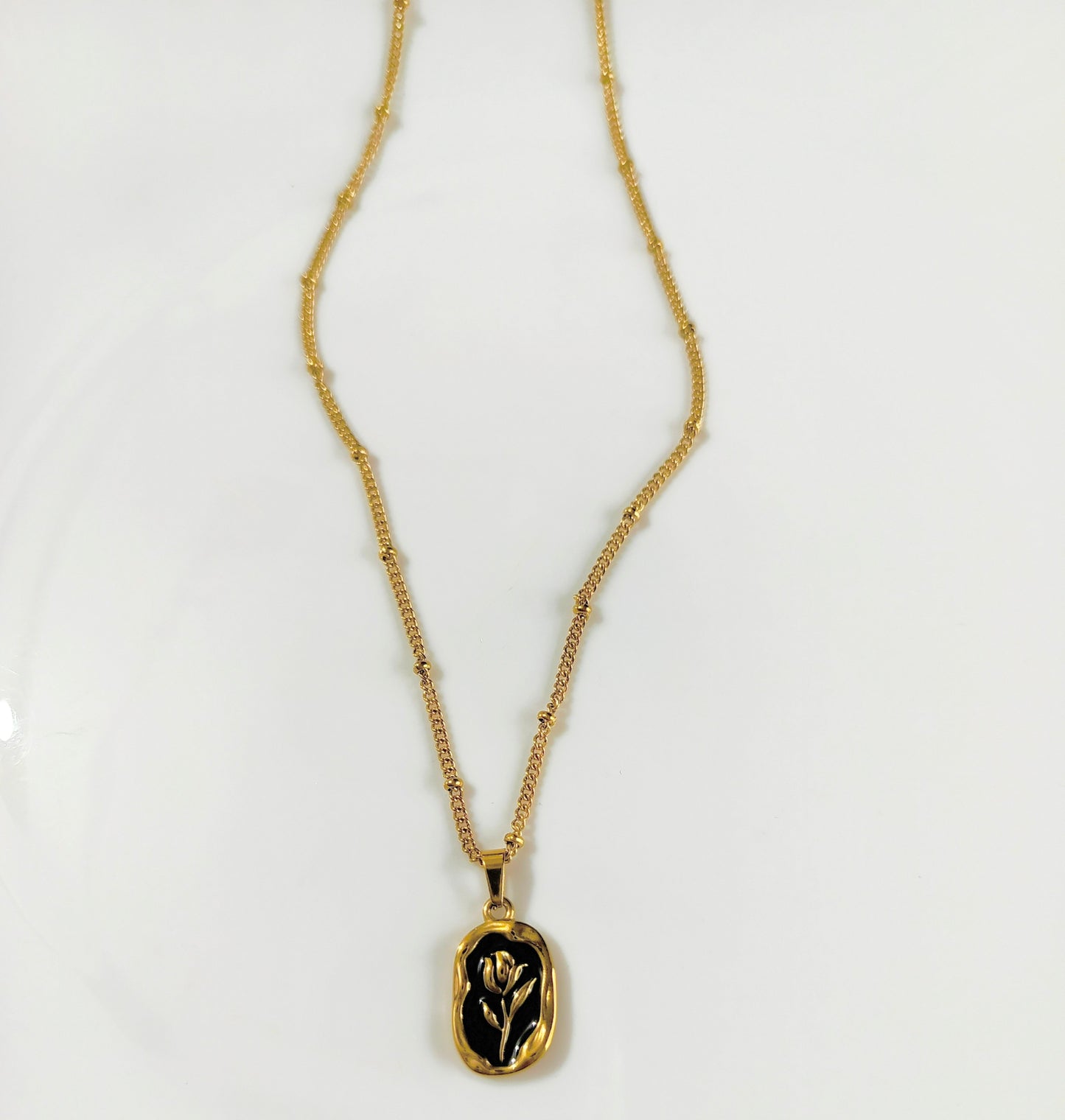 Black Tulip, Flower Necklace, Tarnish Free Necklace, Best jewellery