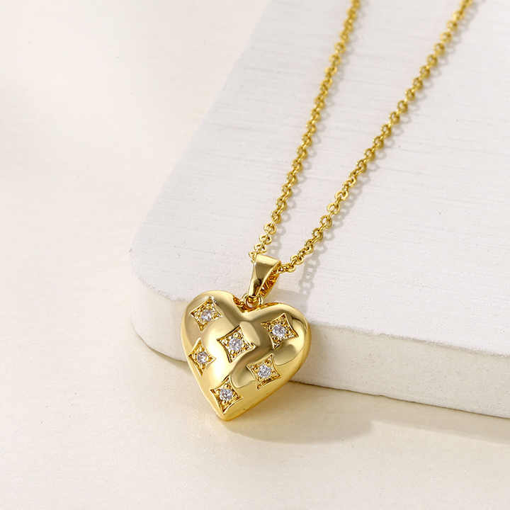 Heart Pendant Diamond Design - Stainless Steel - Anti Tarnishing