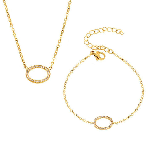DAINTY GOLD CRYSTAL OVAL SET