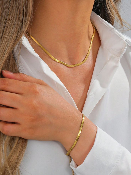 SNAKE CHAIN NECKLACE & BRACELET SET