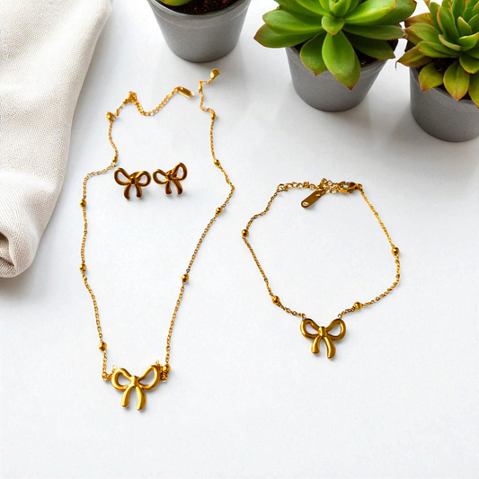 BOW GOLD NECKLACE SET