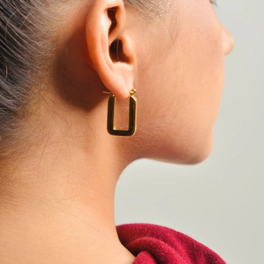 LUXURY RECTANGULAR HOOP EARRINGS