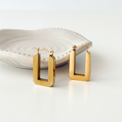 LUXURY RECTANGULAR HOOP EARRINGS