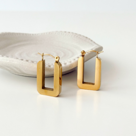LUXURY RECTANGULAR HOOP EARRINGS