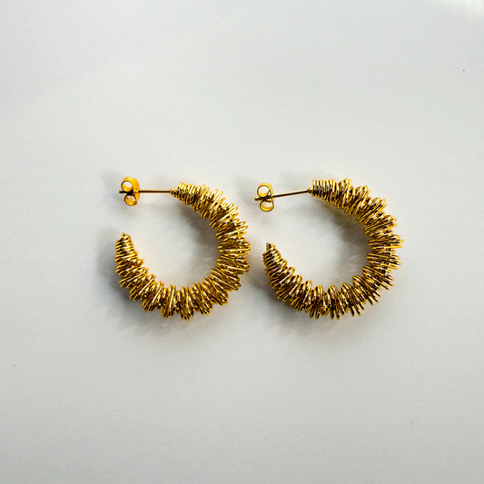 GOLDEN SPIRAL HOOP EARRINGS