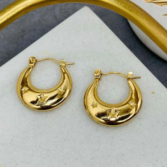 18K STAR HOOP EARRINGS