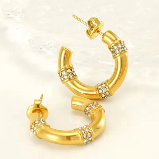 WHITE EMERALD HOOP EARRINGS