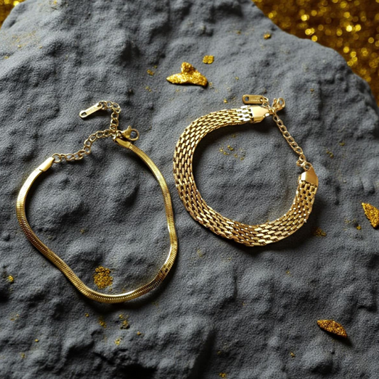 SNAKE CHAIN & MESH BRACELET