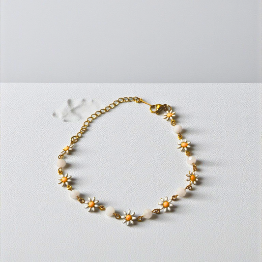 WHITE DAISY FLOWER BRACELET