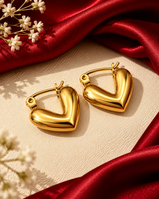 HEART HOOP EARRINGS