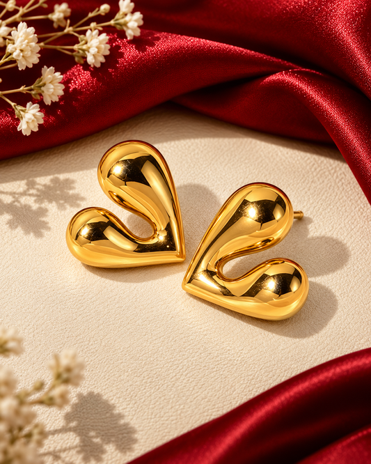 HEART GOLD PLATED EARRINGS