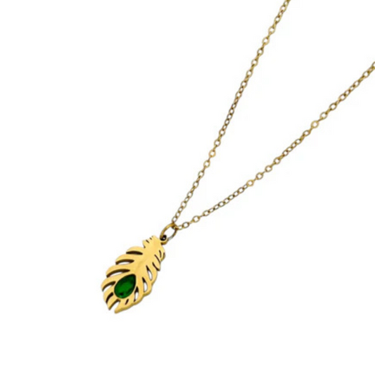 EMERALD FEATHER NECKLACE