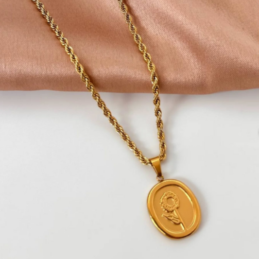LUXURY ROSE ROPE CHAIN NECKLACE (GOLD)