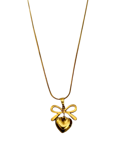 Heart Bow Necklace - Stainless Steel - Anti Tarnishing