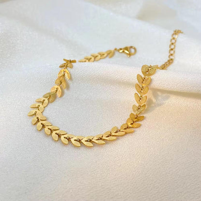 Leaf Anklet - Stainless Steel - Anti Tarnishing