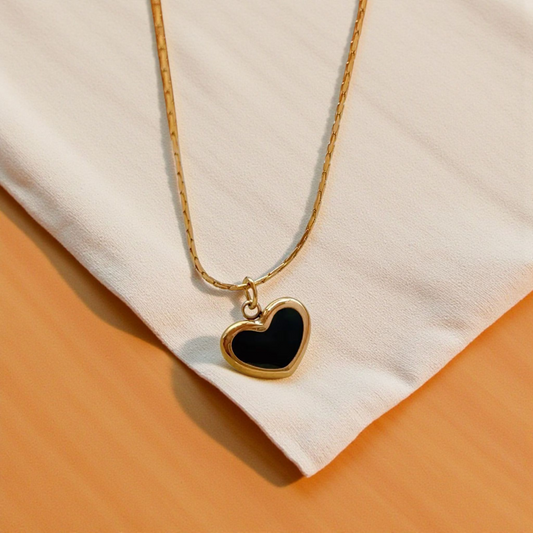 Minimal Black Heart Necklace