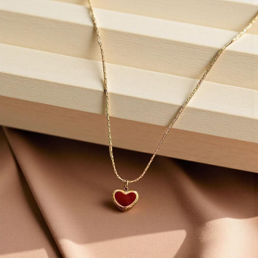 MINIMAL MARRON HEART NECKLACE