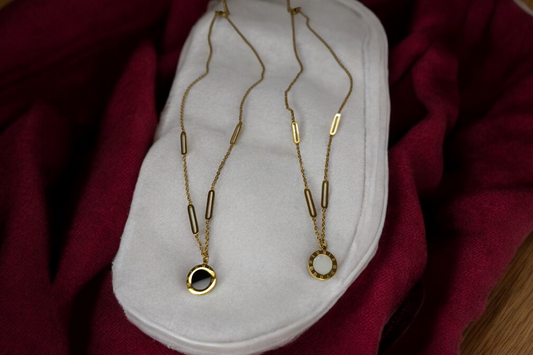 Double Side Stone Necklace - Anti Tarnish