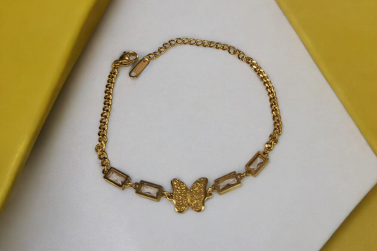 Golden Butterfly Bracelet - Stainless Steel