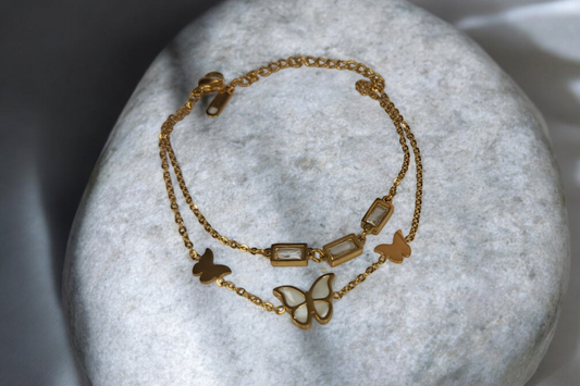 Butterfly Beaded Bracelet - Anti Tarnish