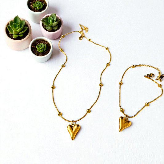 Heart Necklace, Heart Bracelet 