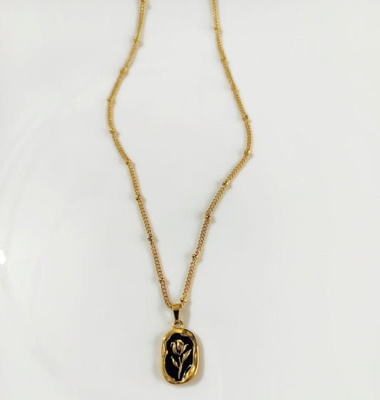 Black Tulip, Flower Necklace, Tarnish Free Necklace, Best jewellery 