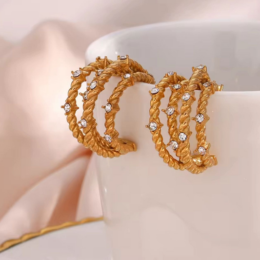 SPIRAL ZIRCONIA EARRINGS