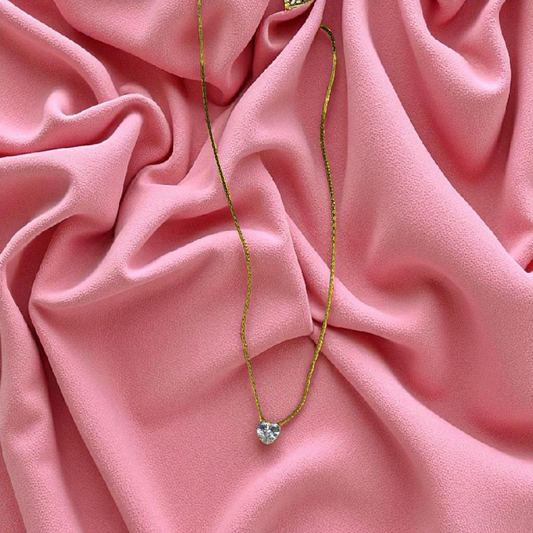 White Diamond Necklace - Tarnish Free - Water Resistant - Stainless Steel