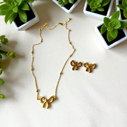 Bow Necklace Bow Earrings 