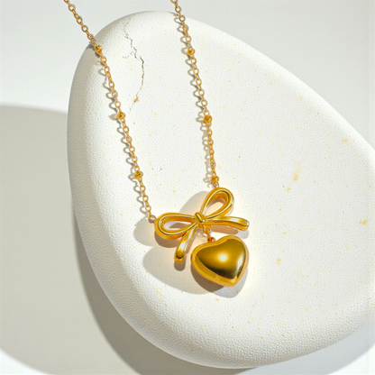 LUXURY HEART & BOW NECKLACE