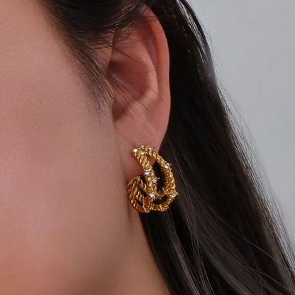SPIRAL ZIRCONIA EARRINGS