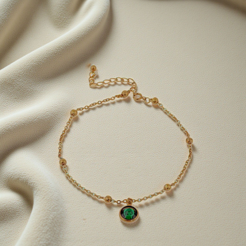 GREEN EMERALD ANKLET