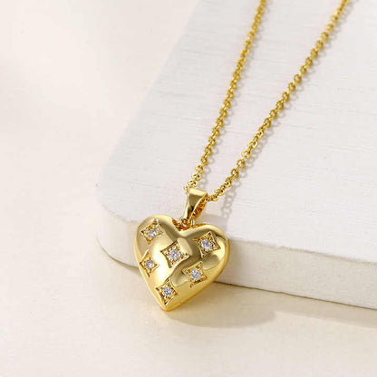 Heart Pendant Diamond Design - Stainless Steel - Anti Tarnishing