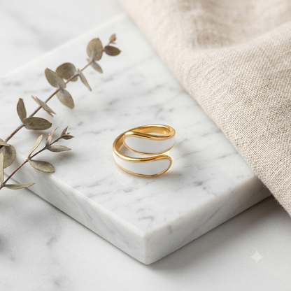 WHITE ENAMEL RING