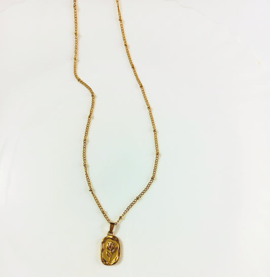 18k Gold Plated Tulip Pendant (Golden) - Stainless Steel - Anti Tarnishing