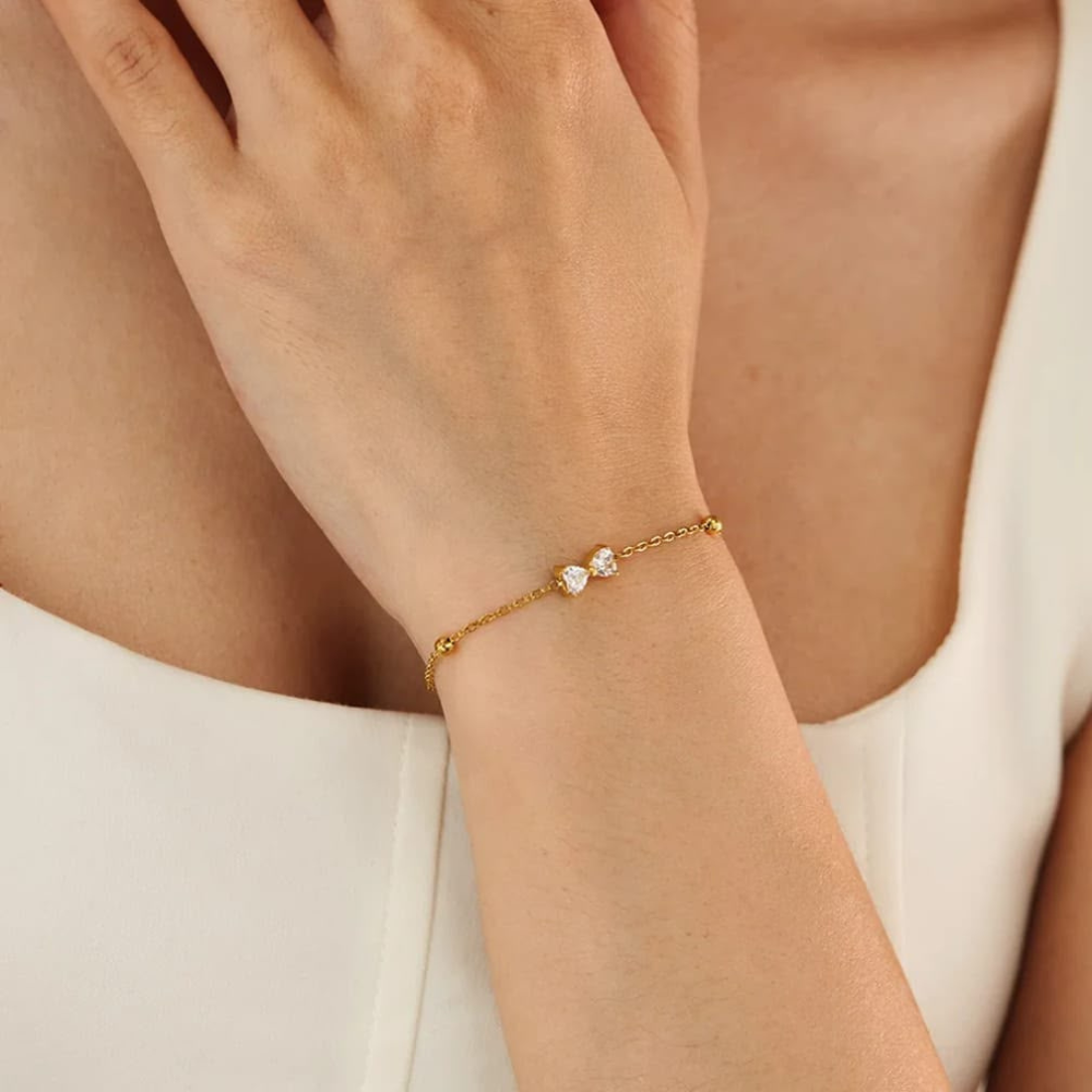 Bow Bracelet Stainless Steel water resistant and 18k gold plated tarnish free by Efforro Pakistan.
