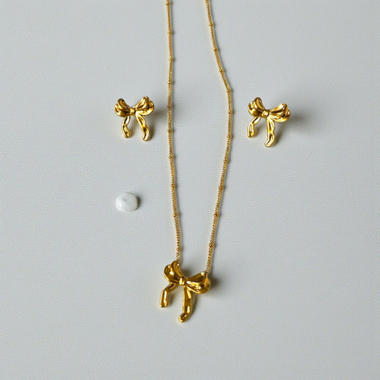 RIBBON ROYAL BOW NECKLACE SET