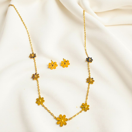DAISY FLOWER NECKLACE & EARRINGS SET