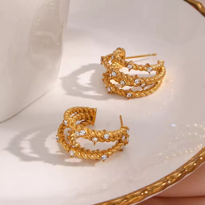 SPIRAL ZIRCONIA EARRINGS