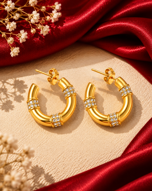 WHITE EMERALD HOOP EARRINGS