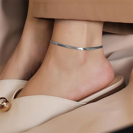 SNAKE CHAIN ANKLET (SILVER)