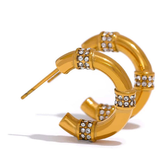 WHITE EMERALD HOOP EARRINGS