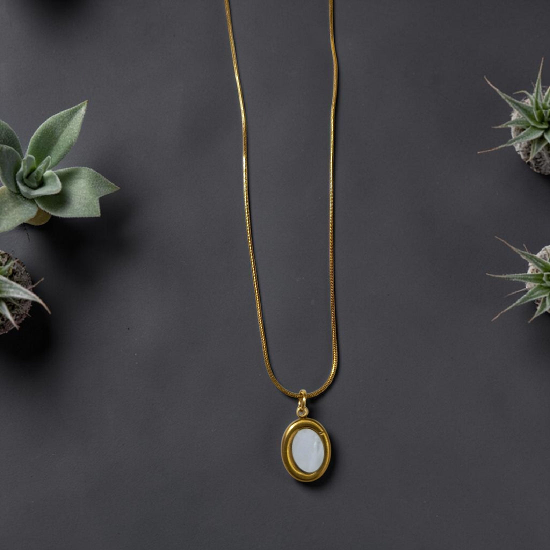 18K Gold Plated White stone necklace stainless steel and tarnish free and water resistant hypoallergenic necklace by Efforro Pakistan 