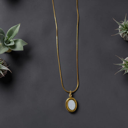 18K Gold Plated White stone necklace stainless steel and tarnish free and water resistant hypoallergenic necklace by Efforro Pakistan 